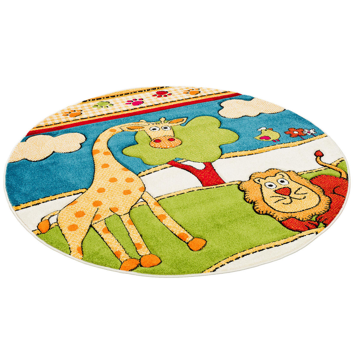 KINDER TEPPICH SAVONA KIDS LUSTIGE ZOOWELT RUND - Multicolor, Textil (200/200cm) - Pergamon