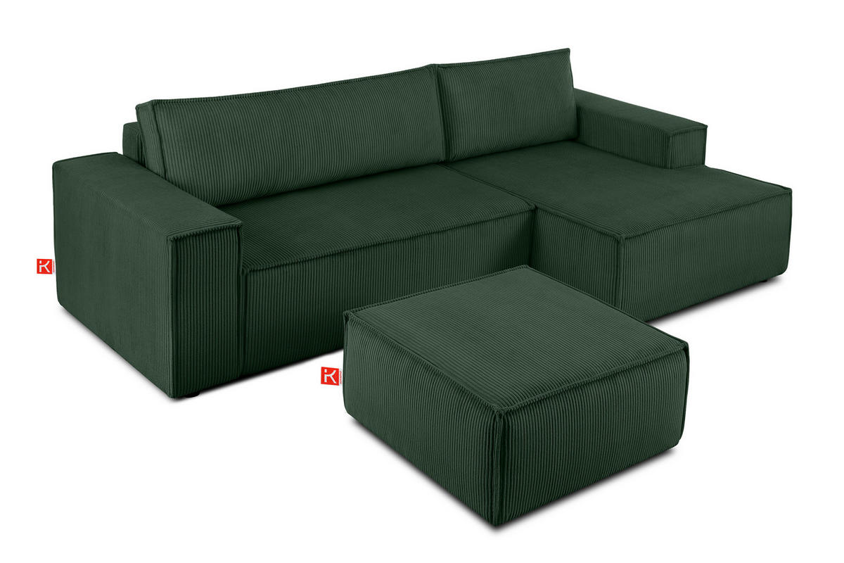 SITZPOUF NAPI gefederte Sitzfläche, dunkelgrün - Dunkelgrün/Schwarz, Textil (83/45/83cm) - KONSIMO®