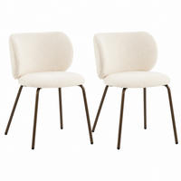 ESSZIMMERSTUHL 2er-Set mit Chenille-Bezug Creme - Beige, Metall (46.5/80/52.1cm) - Meubliv