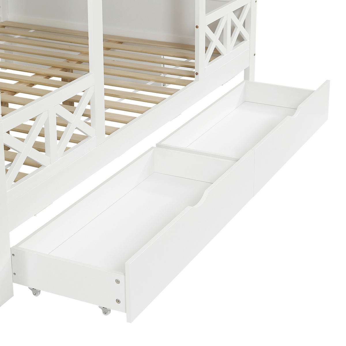 ETAGENBETT Kiefer MDF Sperrholz Weiß - Weiß, Holz - Raumix