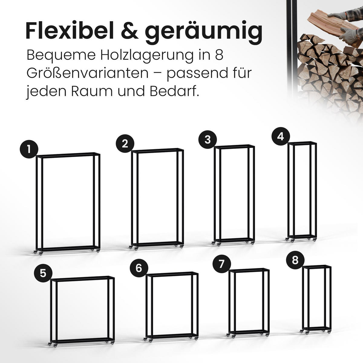 KAMINHOLZREGAL 60/25/150 cm Metall Schwarz - Schwarz, Metall (60/150/25cm) - CLP