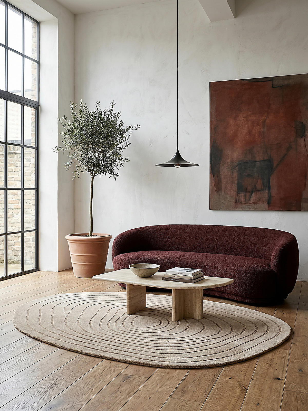 TEPPICH aus Wolle Handgefertigt, Organische Ei-Form, Hoher und niedriger Flor Beige Oval 160x230 - Beige, Textil (160/230cm) - KADIMA DESIGN