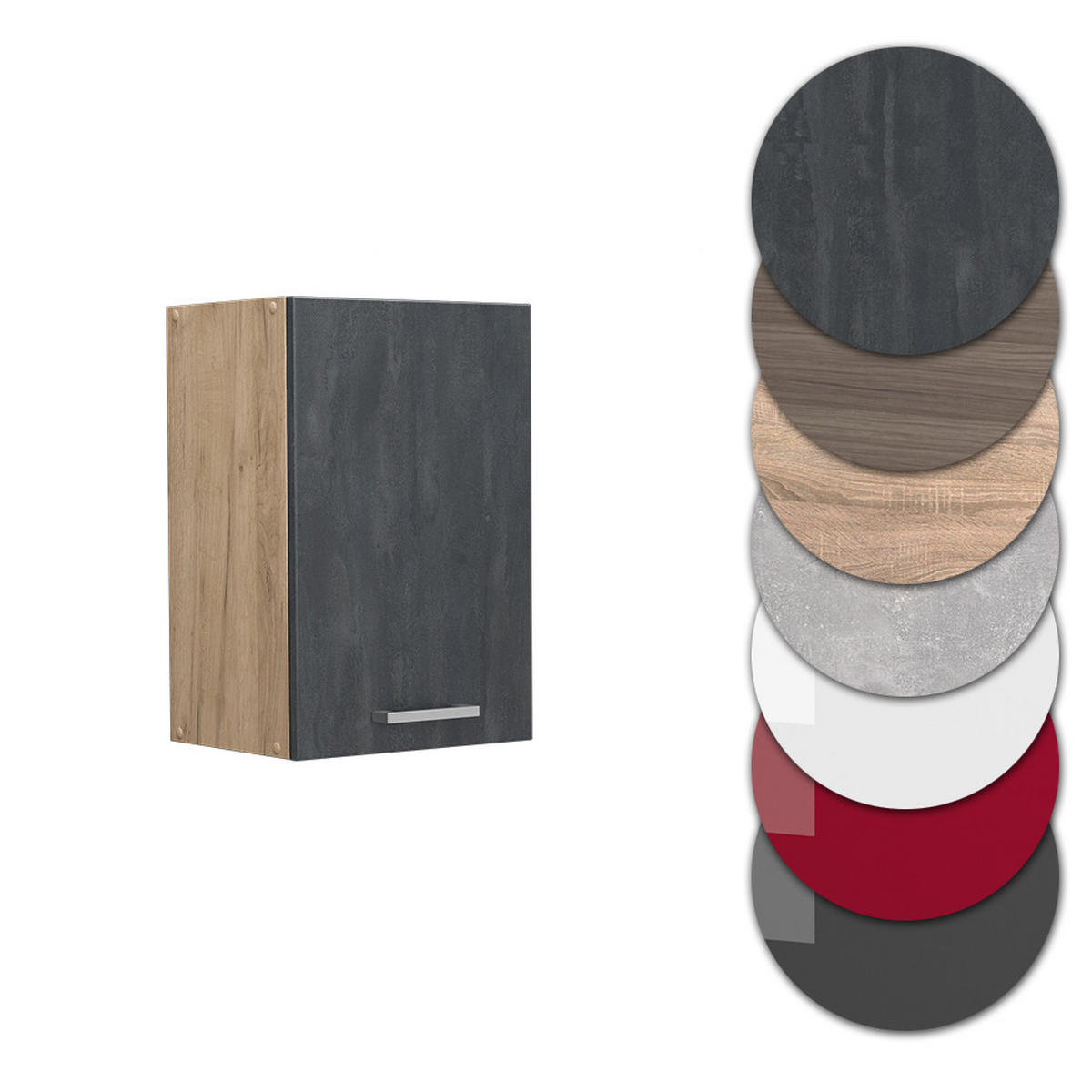 HÄNGESCHRANK R-Line Schwarz Beton 40 cm - Honigeiche/Eiche Wotan, Holzwerkstoff (40/60/31cm) - Vicco