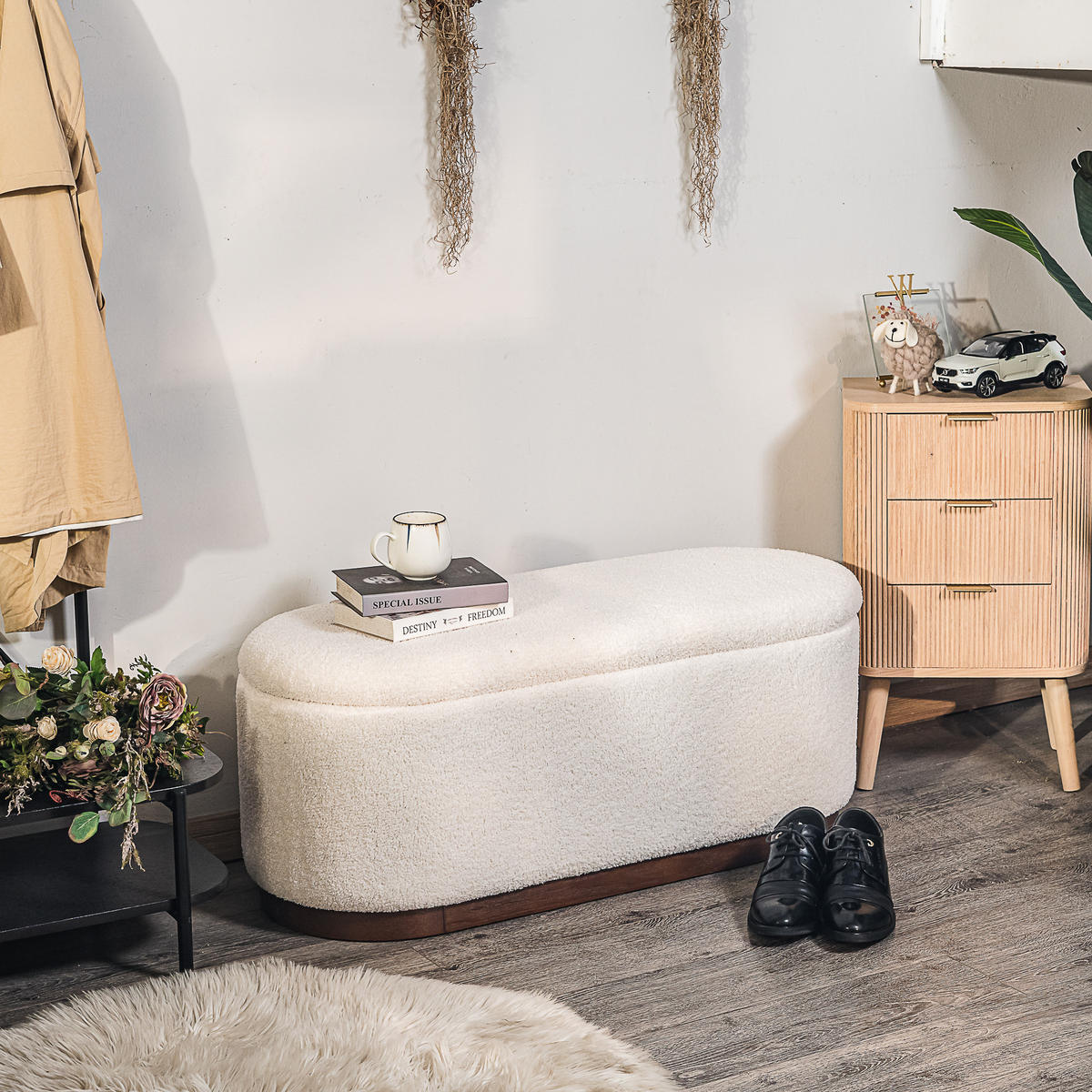 SITZBANK Wolle Weiß - Weiß, Textil (100/40/40cm) - Nordlys