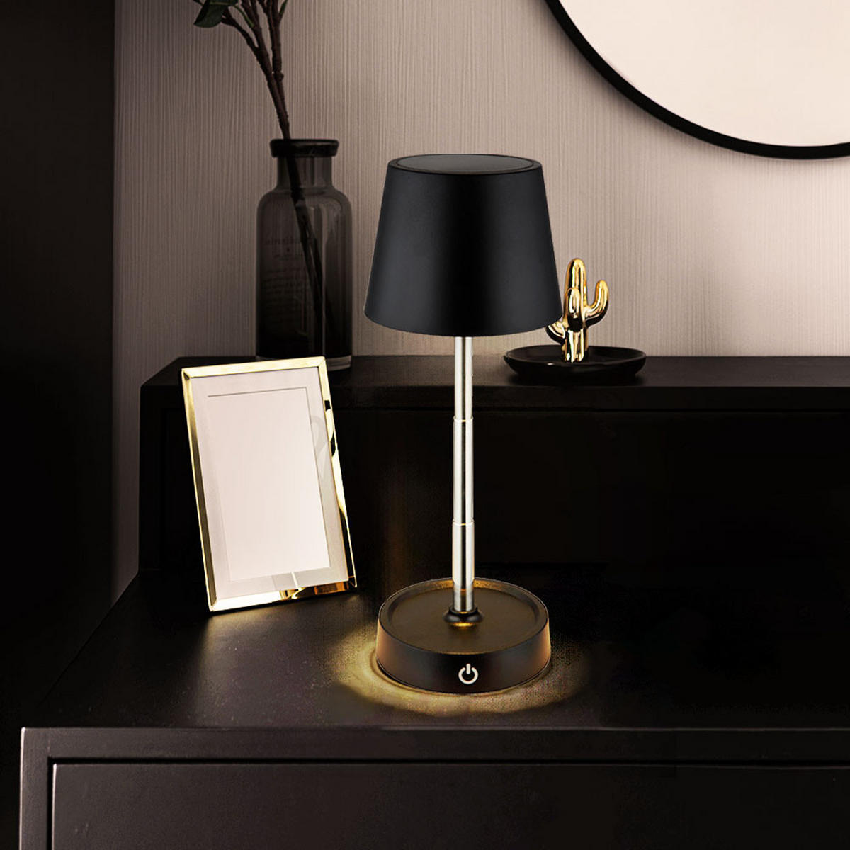 LED TISCHLEUCHTE Carlos Schwarz - Schwarz, Metall (10.6/10.6/28cm) - Globo Lighting