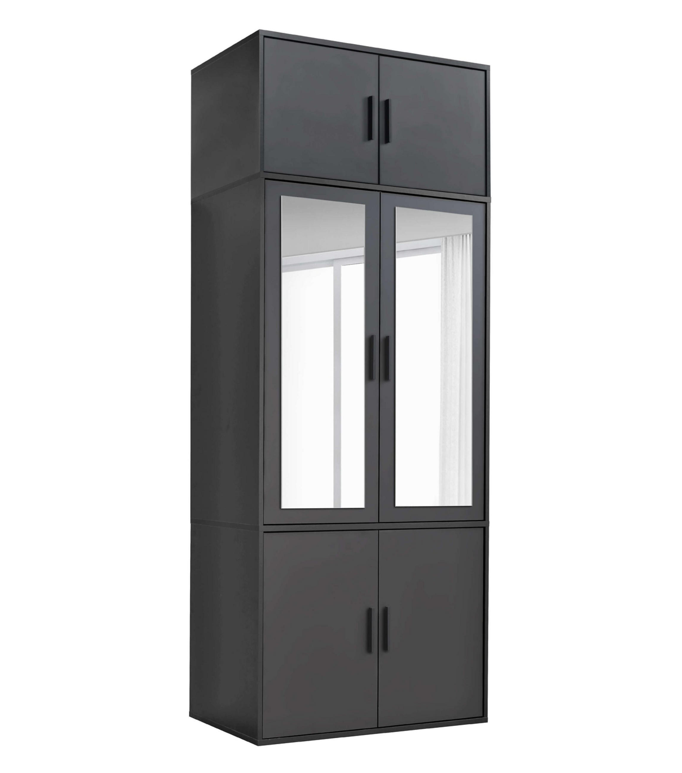 KLEIDERSCHRANK mit Spiegel Der Grenzenlose - Anthrazit, Holzwerkstoff (90/234/58cm) - Mokebo