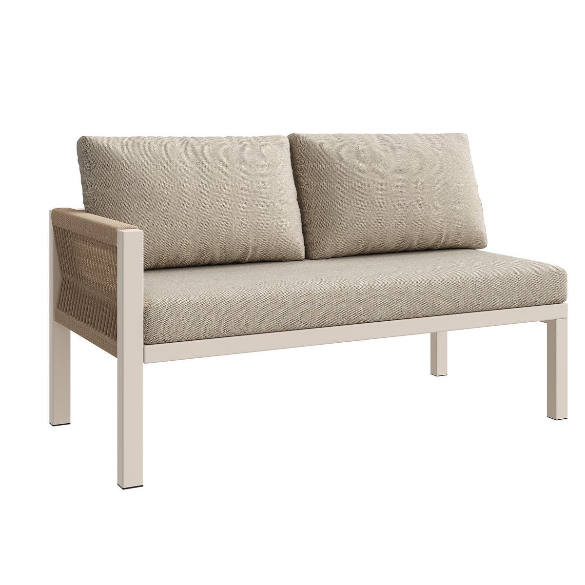 GARTENSET L-Form 8 Personen Beige Inkl. Tisch & 1 Sessel - Beige, Metall - FLIEKS