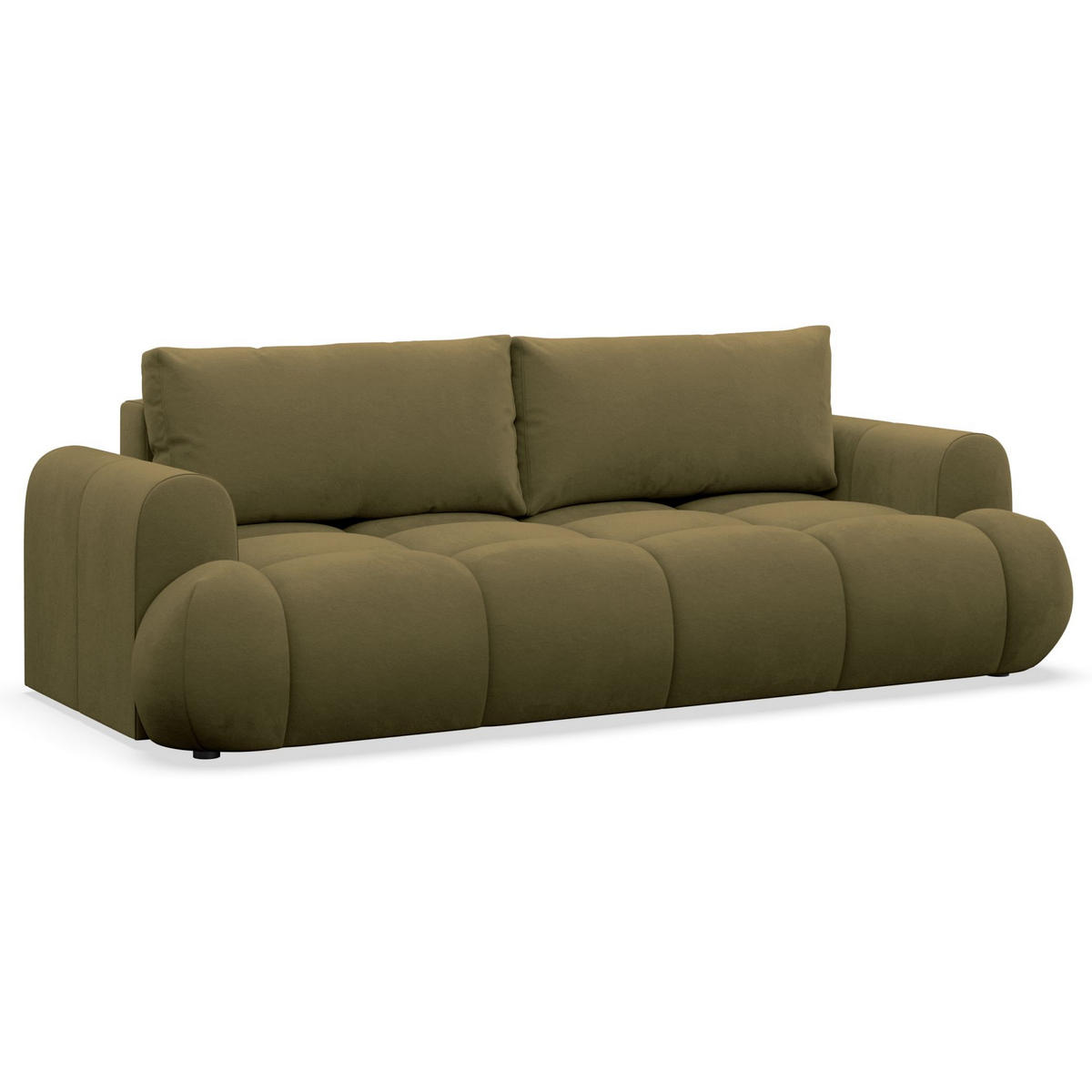 3-SITZER SOFA Ombo Doce Olivgrün wasserabweisender Samt - Schwarz/Olivgrün, Kunststoff/Textil (250/92/110cm) - Selsey