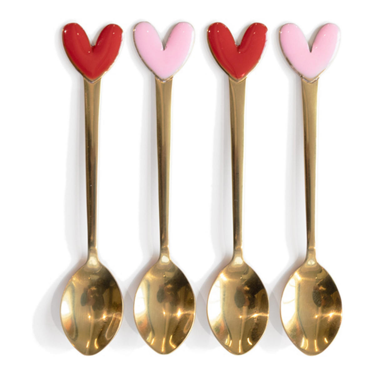 TEELÖFFEL 4er-Set Herzen in Rot - 14 cm - Rot, Metall - Blond Amsterdam