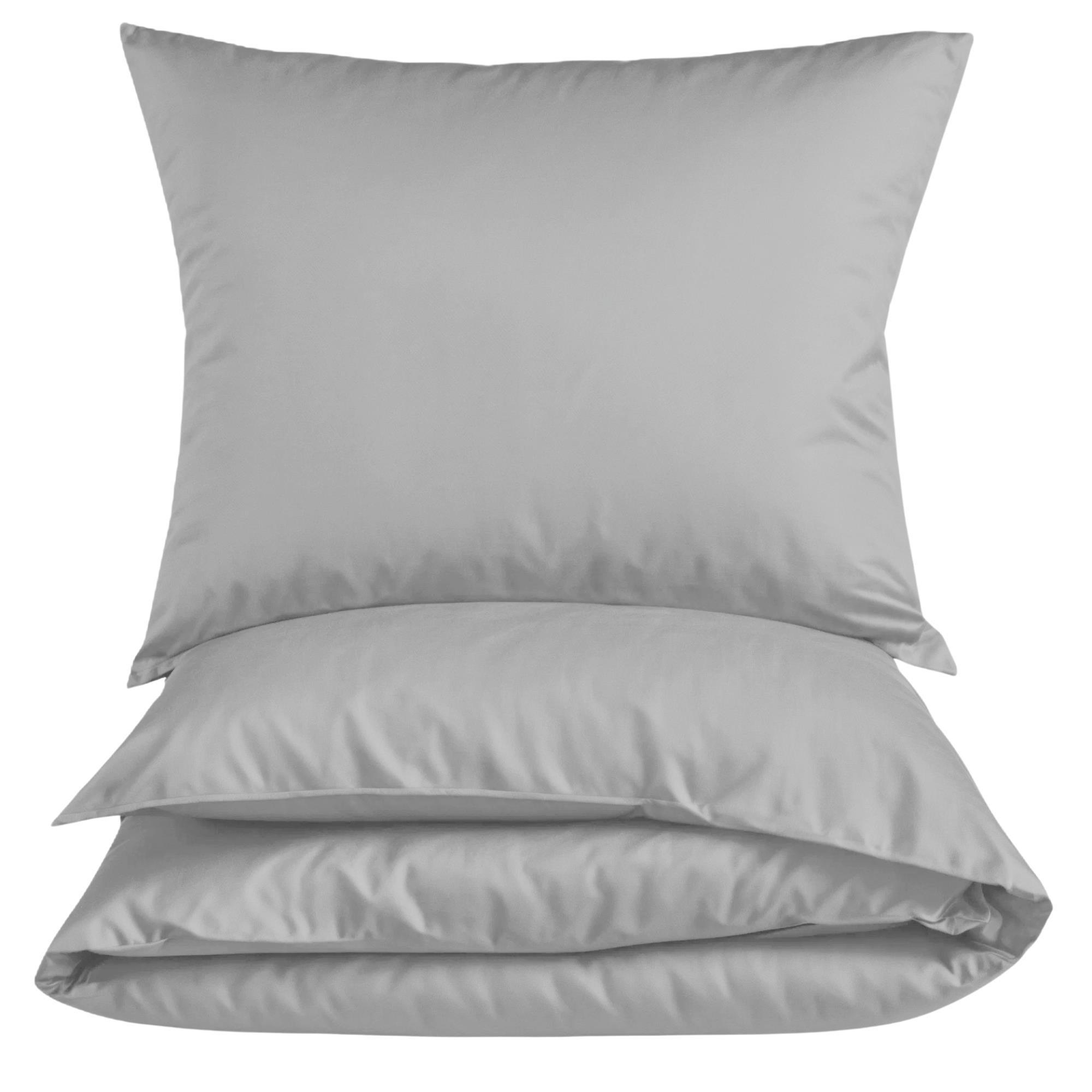 BETTWÄSCHE 135x200 Renforce Bettbezug aus 100% Baumwolle - Silber einfarbig - Silberfarben, Textil (135/200cm) - Carpe Sonno