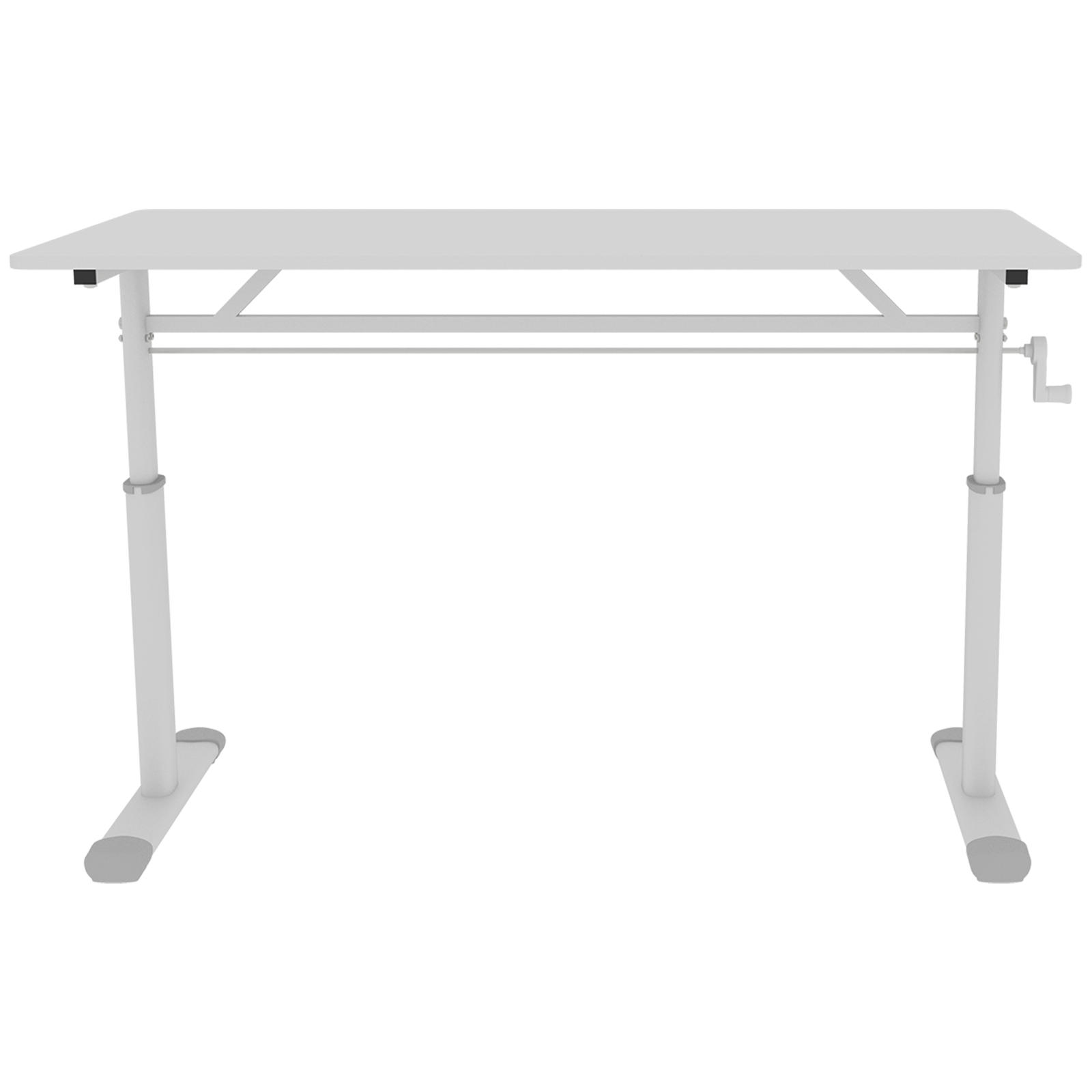 SCHREIBTISCH Weiß 120/60/90 cm höhenverstellbar mit Kurbel Metallrahmen manuell - Weiß, Metall (60/120/90cm) - PANGIVO