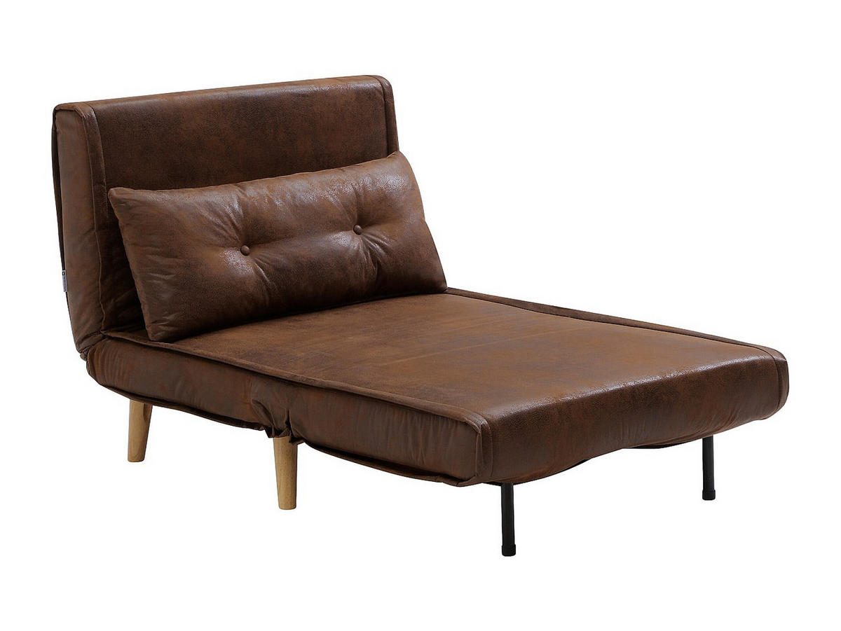 SCHLAFSESSEL - 1 Person - stoff - braun Valerio - Braun, Holz/Textil (90/81/78cm) - Vente-Unique