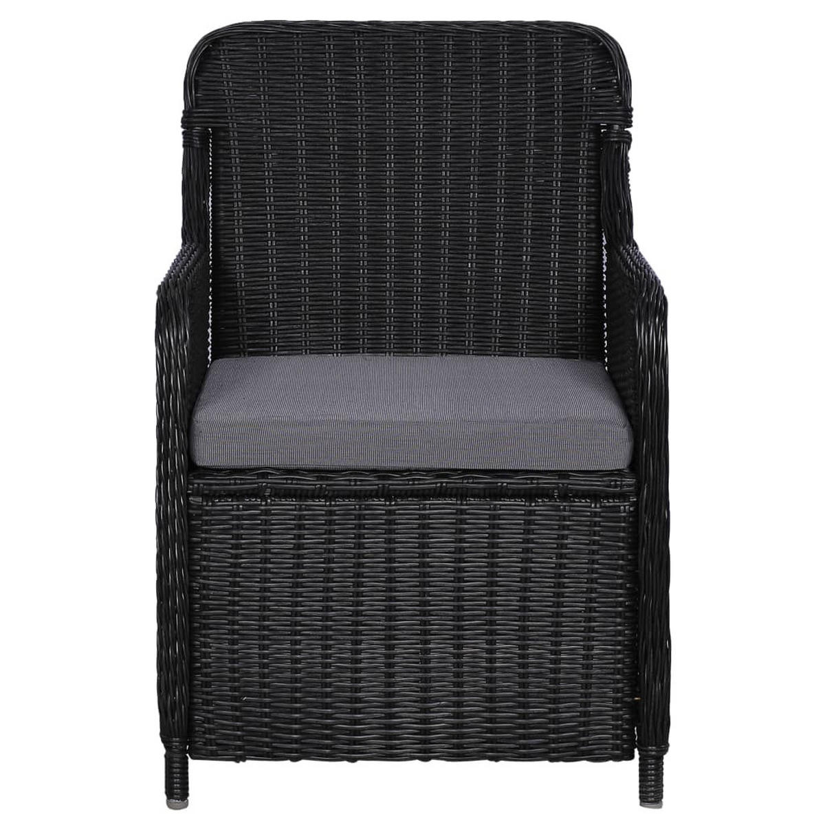 GARTENSTÜHLE mit Polster 2 Stk. Poly Rattan Schwarz - Schwarz/Grau, Kunststoff (64/90/65cm) - furnicato