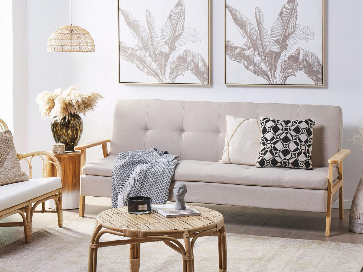 SCHLAFSOFA Polsterbezug Beige Tjorn - Beige, Textil (204/84/67cm) - Beliani
