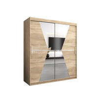 SCHWEBETÜRENSCHRANK 200/180/62 2-türig - Silberfarben/Sonoma Eiche, Holz/Kunststoff (180/200/62cm) - Abiks Möbel