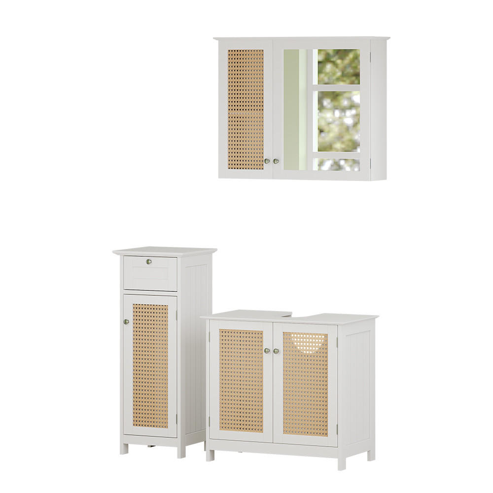BADMÖBEL-SET Rosario Weiß 3 teilig - Weiß, Holzwerkstoff (60/58/35cm) - Vicco