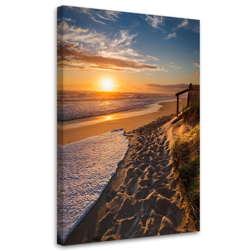 WANDBILD sonnenuntergang auf der strandlandschaft - Orange, Textil (80/120cm) - Feeby
