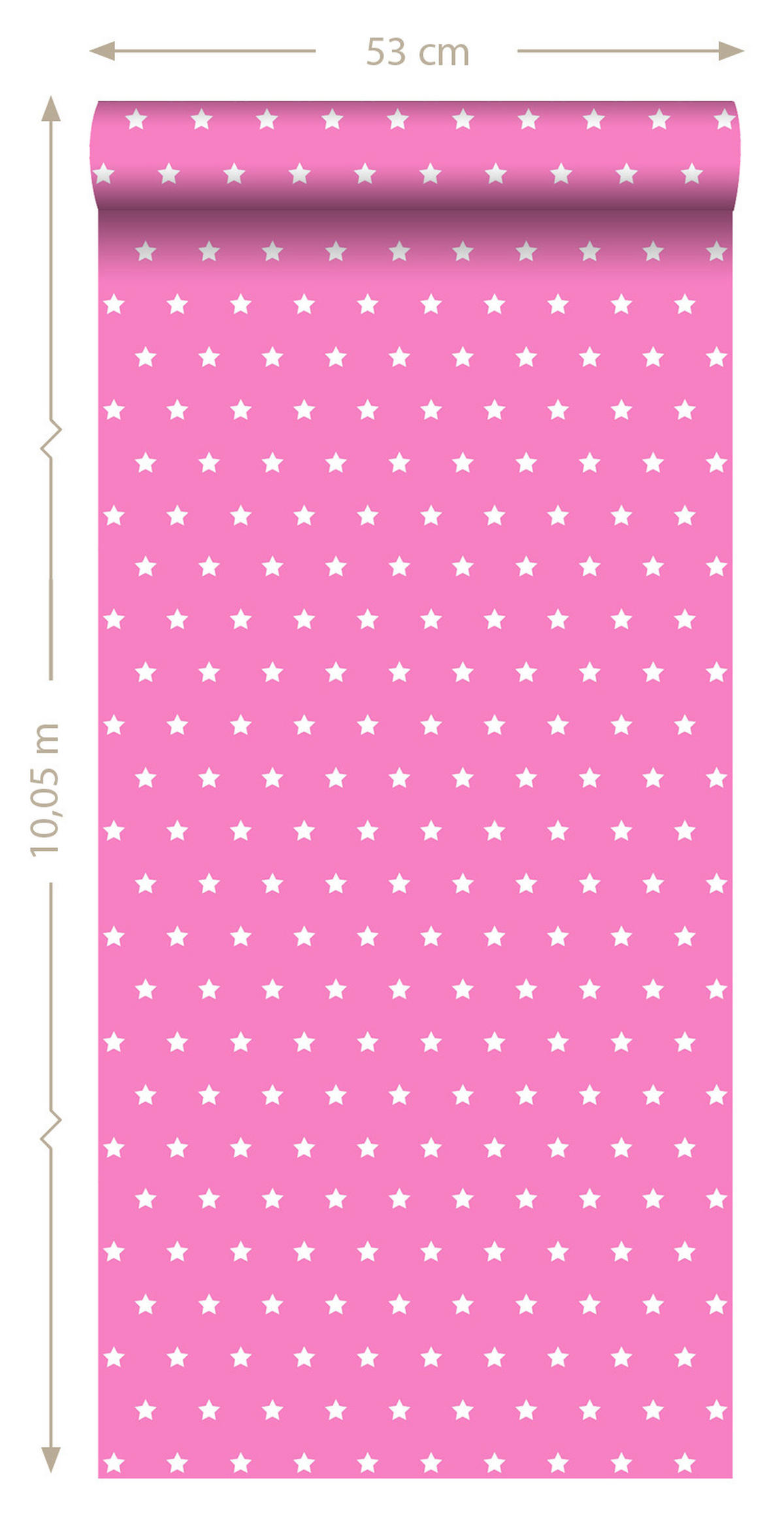TAPETE Sterne 53 cm x 10.05 m - Pink, Papier (53/0.1cm) - ESTAhome