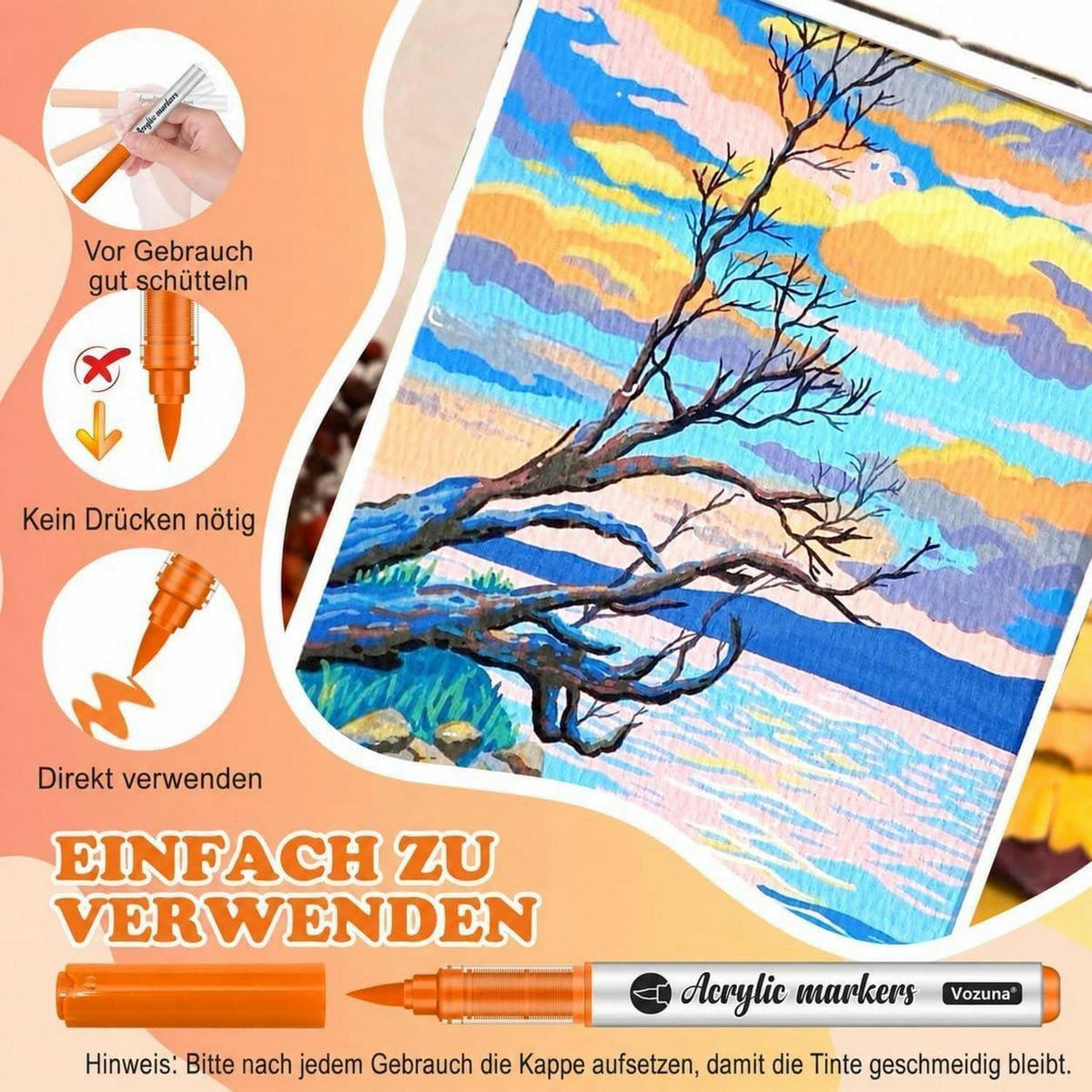 ACRYLSTIFTE Set 80 Farben Pinselspitze Wasserfest - Multicolor, Kunststoff (1/1/13.5cm)
