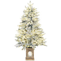WEIHNACHTSBAUM künstlich 120 cm Christbaum mit Schnee, LED Leuchte Grün+Weiß - Grün, Kunststoff (120cm) - HOMCOM