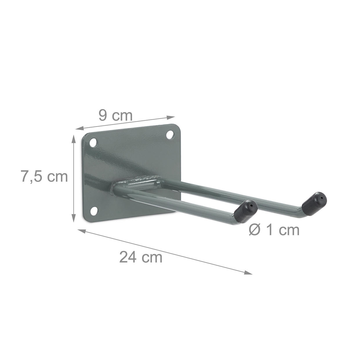WANDHAKEN - Anthrazit, Kunststoff/Metall (9/7.5/24cm) - Relaxdays
