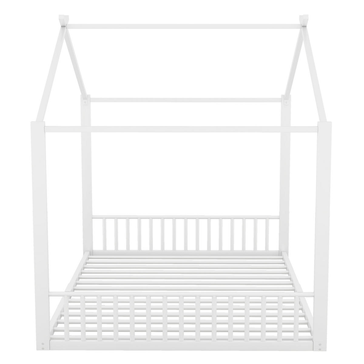 HAUSBETT 140/200 cm weiß aus Metall - Weiß, Metall (140/200cm) - OKWISH