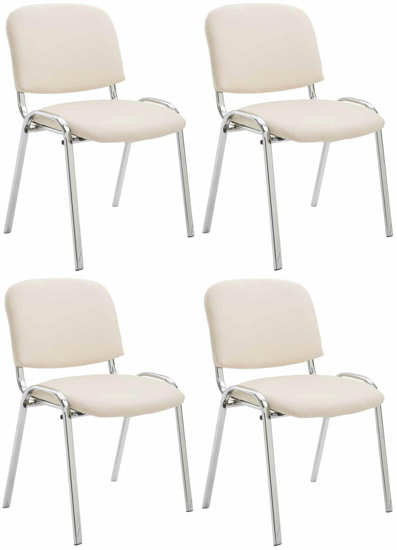 BESUCHERSTUHL 4er Set Lederlook creme - Creme, Textil/Metall (54/79/48cm) - CLP