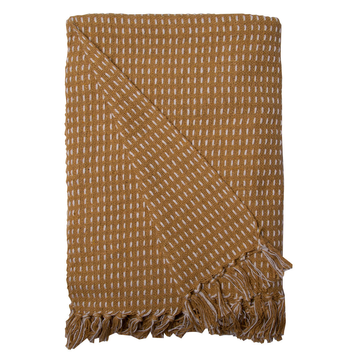 DECKE Straight 130x180 cm, 100% Baumwolle, Senf - Gelb, Textil (130/180cm) - Au Maison