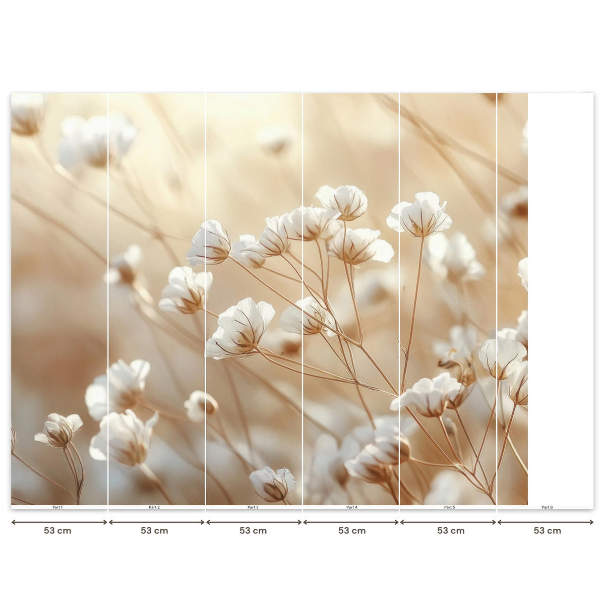 TAPETE - Wild - Blumen - Weiß - 280x220 cm - Creme, Papier (280/220cm) - OnlyWow