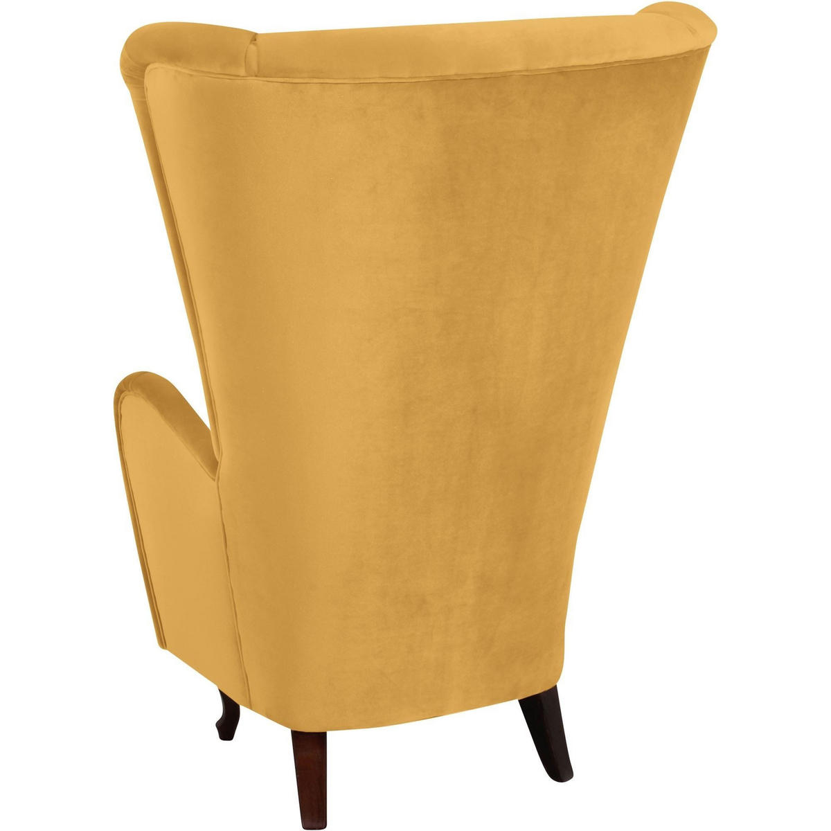 HOCHLEHNSESSEL Kailey Bezug Samtvelours Buche nussbaum dunkel / mais - Gelb, Kunststoff (96/122/89cm) - 58aufmkessel