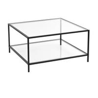 COUCHTISCH Glasplatte kratzfest & Metallgestell stabil 80X80cm - Transparent/Schwarz, Glas/Metall (80/80/42cm) - Urban Meuble