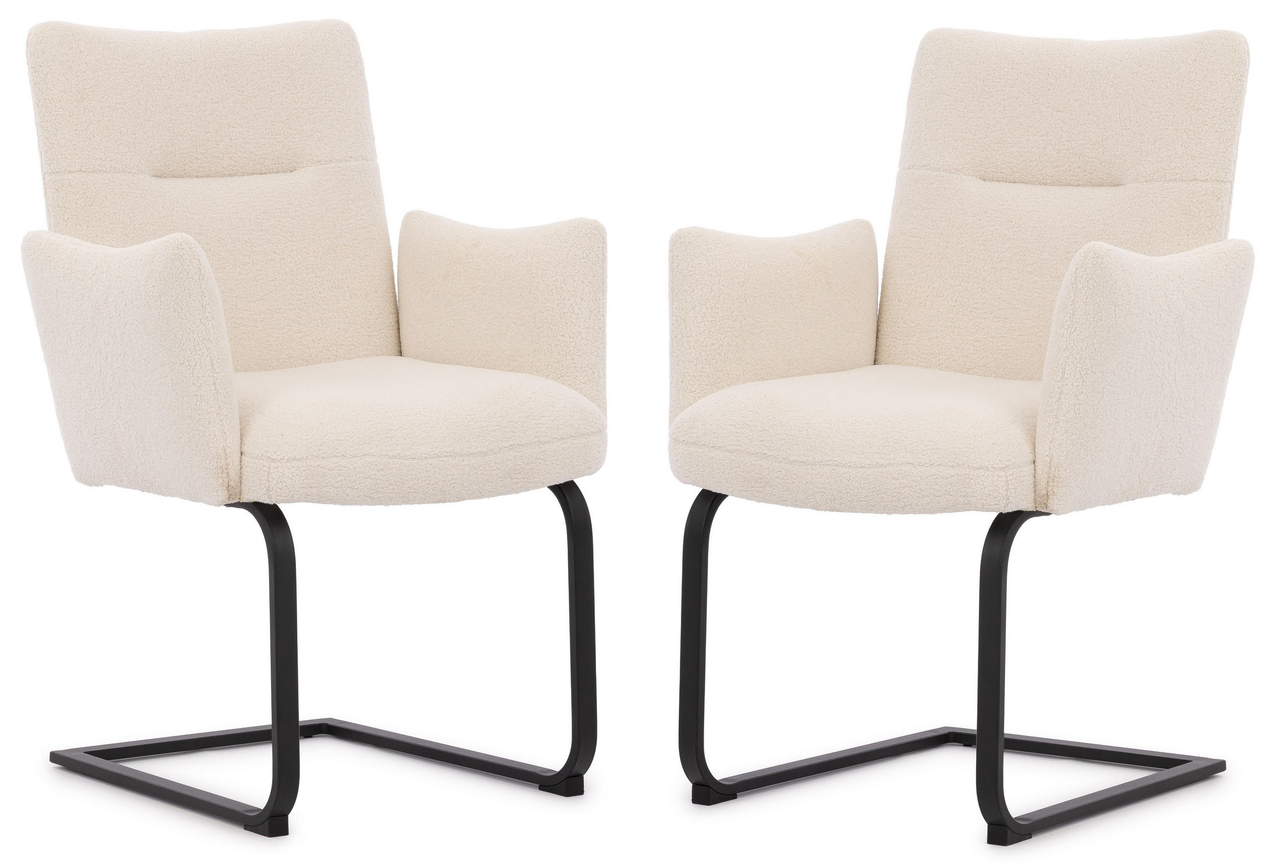 S-Style SADA ŽIDLÍ 2 kusy Hera s područkami v moderním designu z bílé látky Bouclé