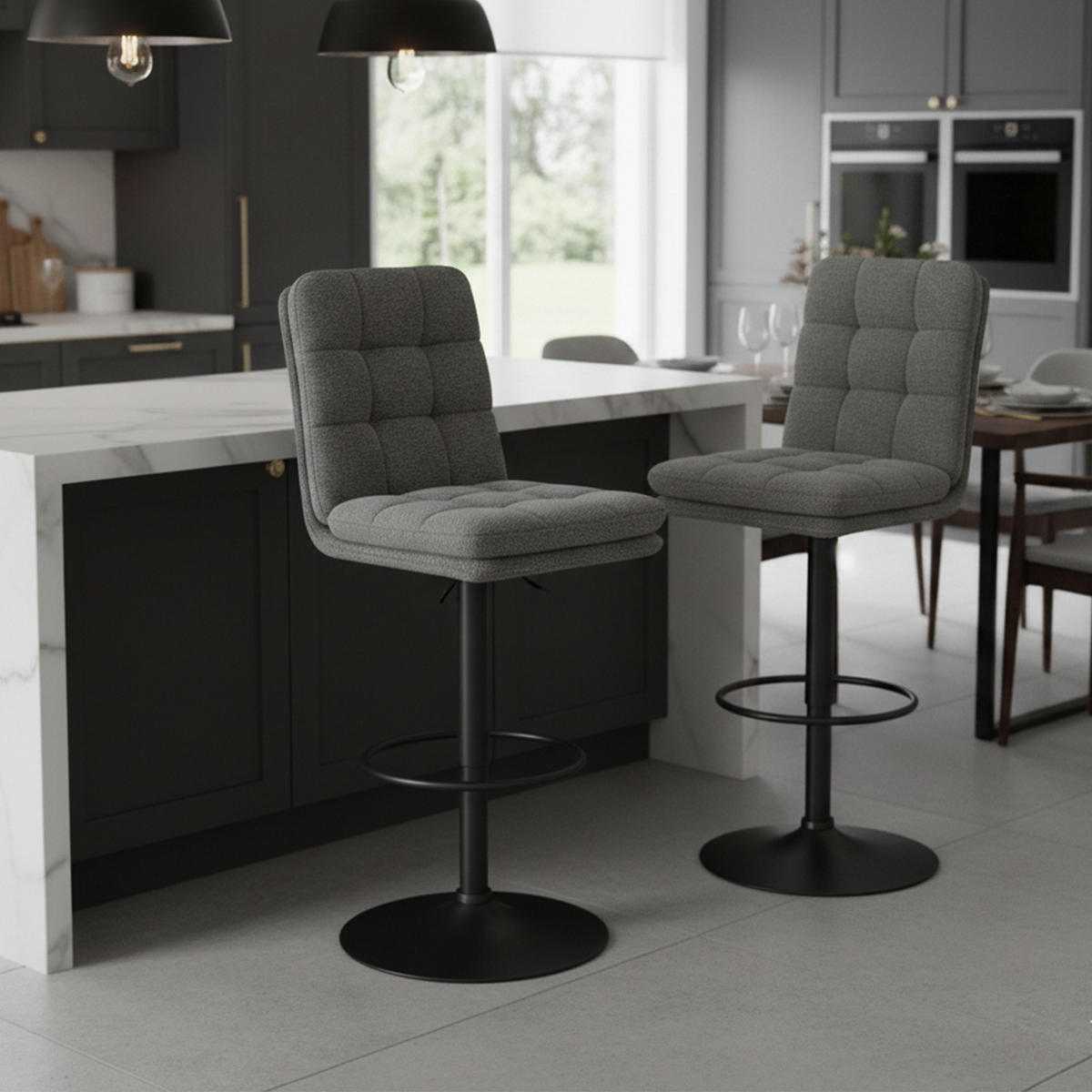 BARHOCKER Enno - Schwarz/Grau, Textil/Metall (45/103/57cm) - DUBI Möbel