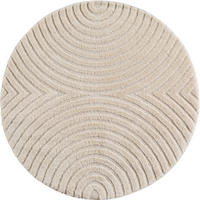 TEPPICH Wohnzimmer Hoch-Tief 3D-Effekt Organische Bögen mit 3D-Effekt OEKO-TEX 3D-Relief Boho Rund Creme 200x200 – RIGI - Creme, Textil (200/200cm) - KADIMA DESIGN