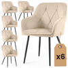 POLSTERSTUHL 6er Set, Metallbeine Beige, Schwarz 54,5/82,5/58 - Beige/Schwarz, Textil (55/83/58cm) - RAUMHIRSCH FURNITURE