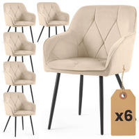 POLSTERSTUHL 6er Set, Metallbeine Beige, Schwarz 54,5/82,5/58 - Beige/Schwarz, Textil (55/83/58cm) - RAUMHIRSCH FURNITURE