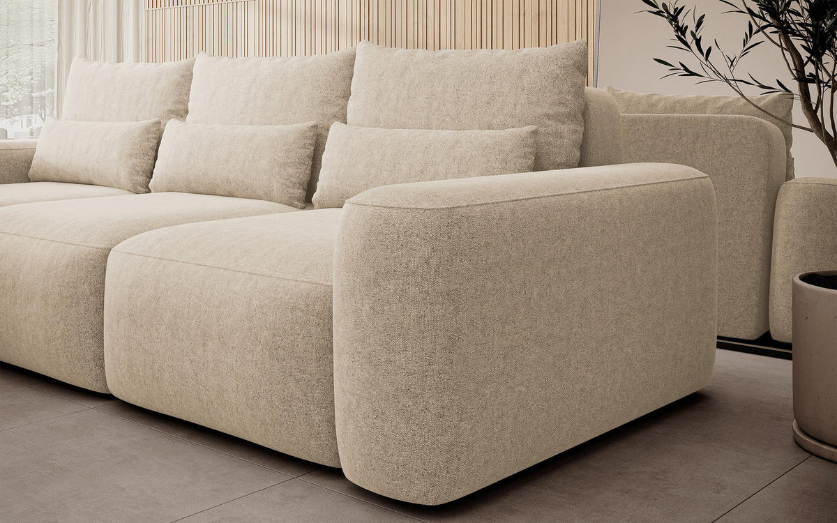 ECKSOFA Carnos Chenille-Bezug in Beige - Beige, Textil (264/162cm) - Selsey