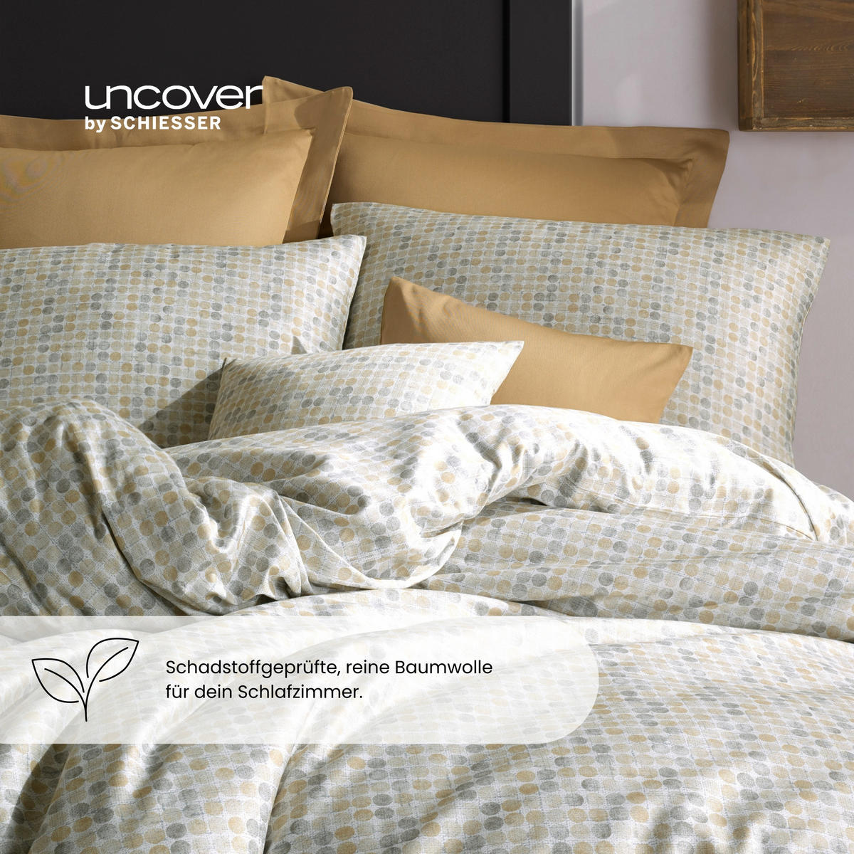 BETTWÄSCHESET Punto - Baumwollsatin - 2-teilig - 135x200cm - Beige - Beige, Textil (135/200cm) - Uncover by Schiesser