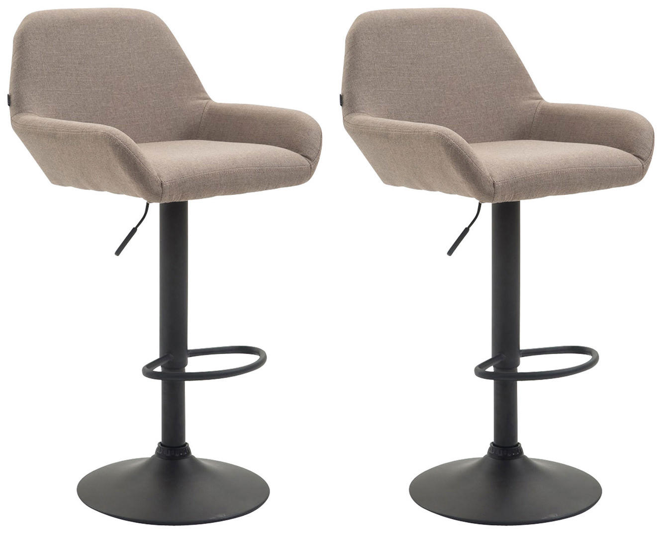 BARHOCKER 2er Set Stoff taupe - Taupe/Schwarz, Textil/Metall (51/89/52cm) - CLP