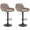 BARHOCKER 2er Set Stoff taupe - Taupe/Schwarz, Textil/Metall (51/89/52cm) - CLP