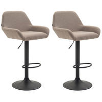 BARHOCKER 2er Set Stoff taupe - Taupe/Schwarz, Textil/Metall (51/89/52cm) - CLP