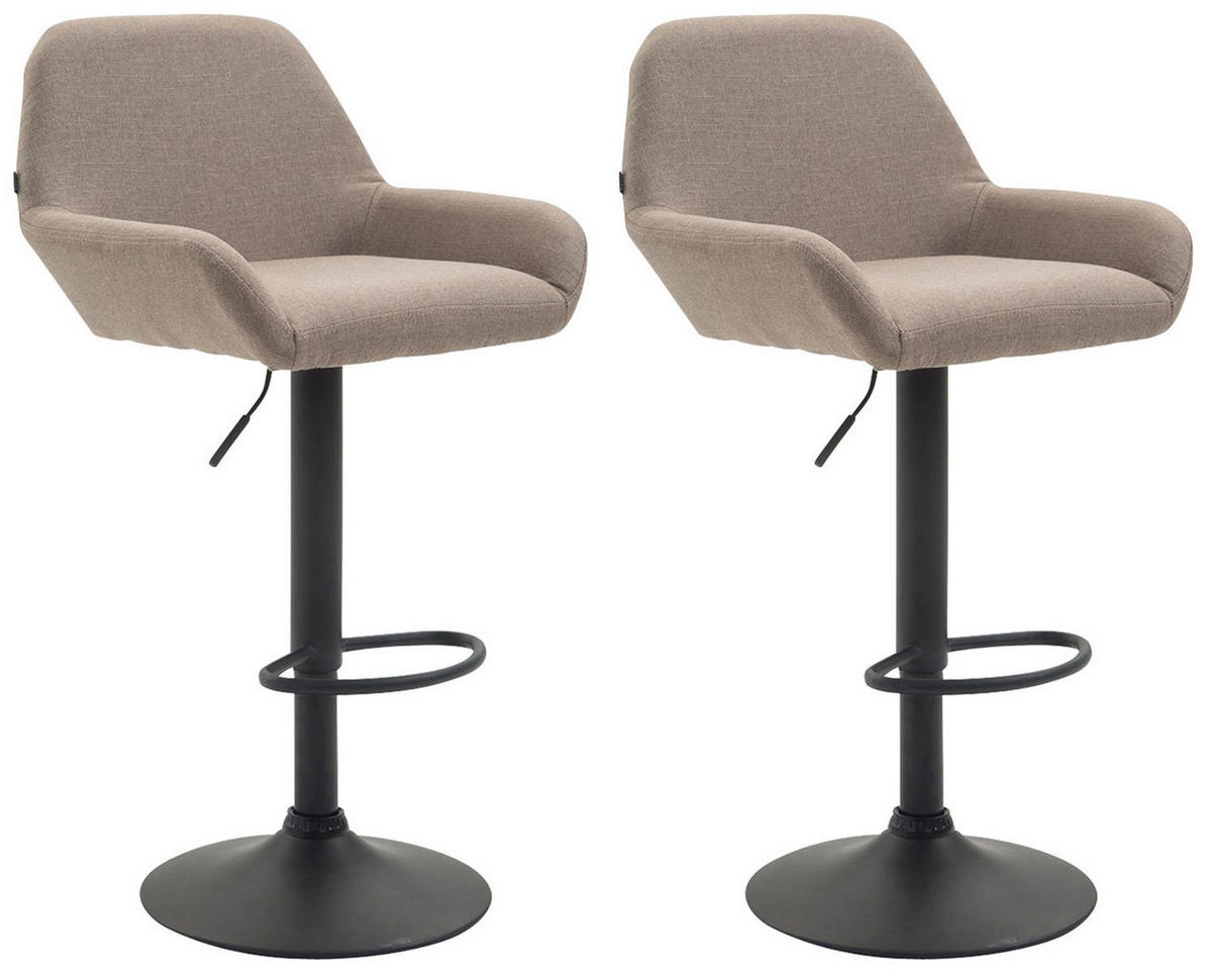 BARHOCKER 2er Set Stoff taupe - Taupe/Schwarz, Textil/Metall (51/89/52cm) - CLP