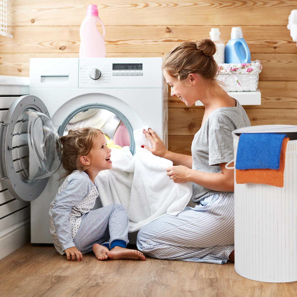 WÄSCHEKORB - Weiß, Holz/Textil (40/63/40cm) - Relaxdays