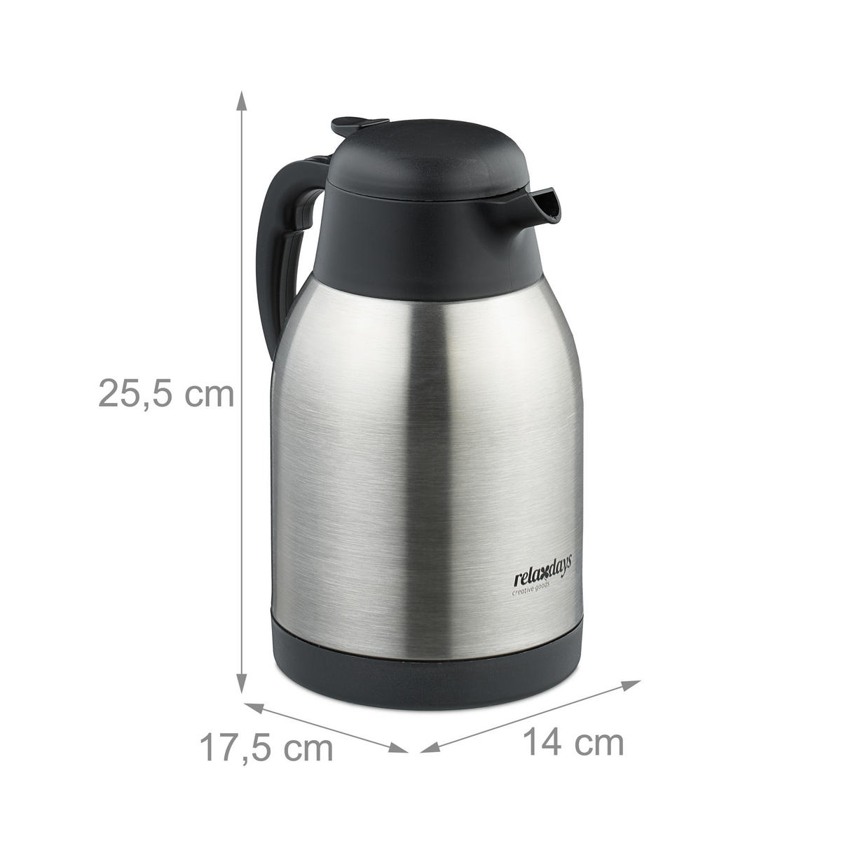 ISOLIERKANNE - Silberfarben, Kunststoff/Metall (2L) - Relaxdays