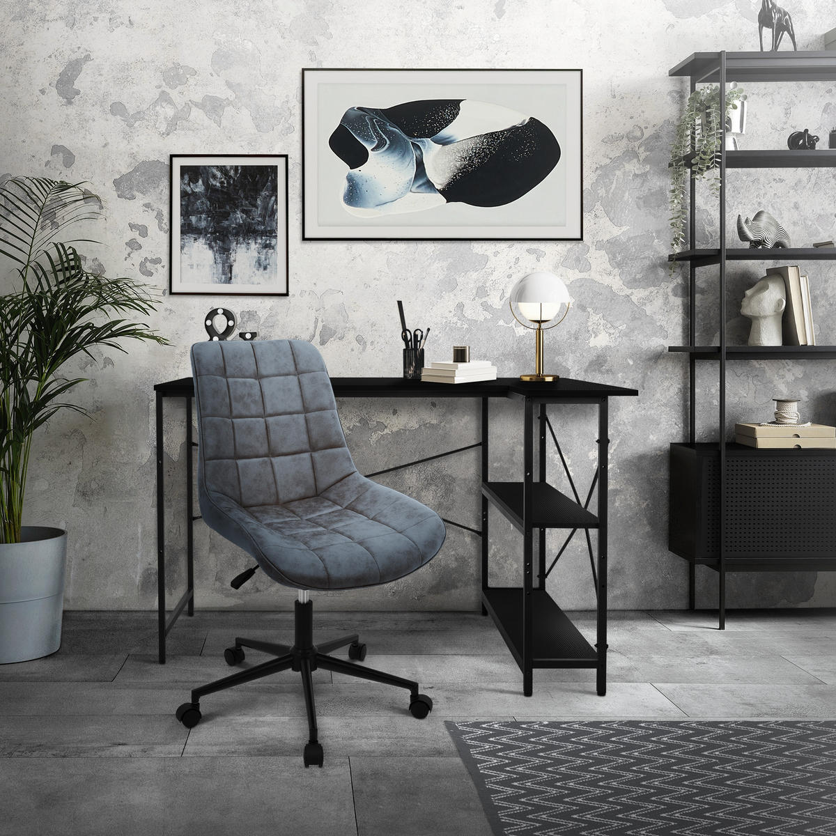 BÜROSTUHL Kunstleder anthrazit - Anthrazit/Schwarz, Textil/Metall (53/97/60cm) - ML-DESIGN