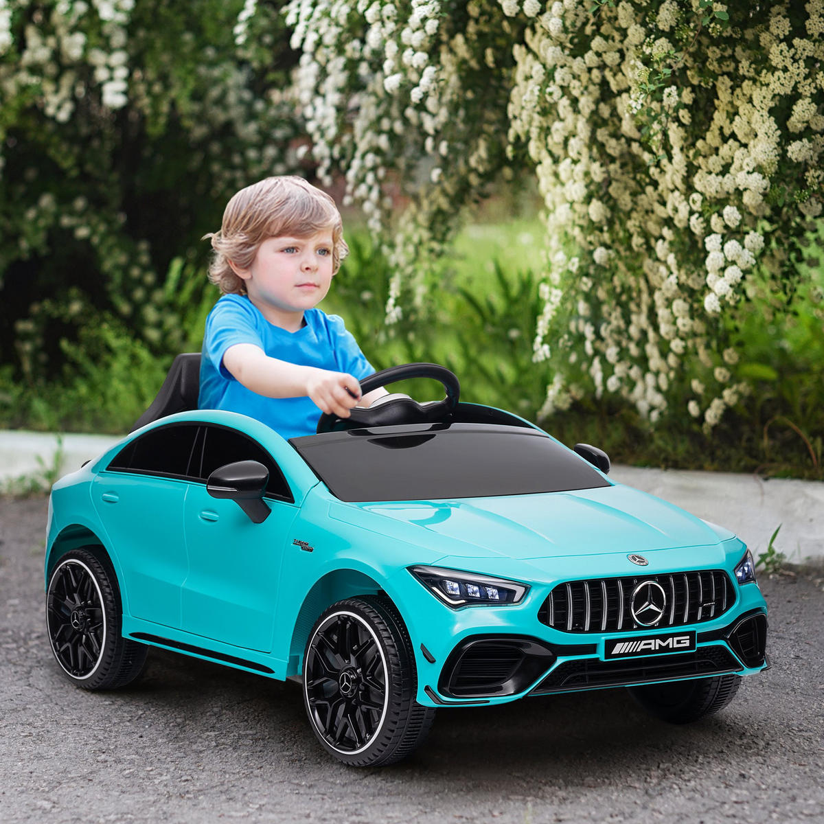 KINDER-ELEKTROAUTO DE-06076 fernsteuerbar mit LED und Hupe Hellblau - Hellblau, Kunststoff/Metall (110/61/45cm) - ComfortXL