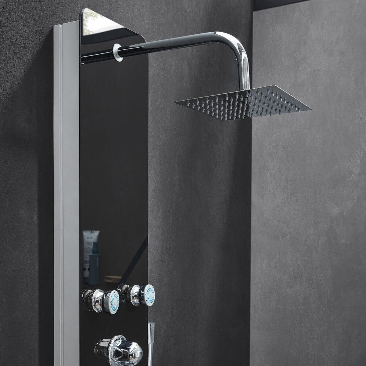 DUSCHPANEEL mit Regendusche DIVE - Schwarz - Schwarz, Metall (25/150/9cm) - Home Deluxe