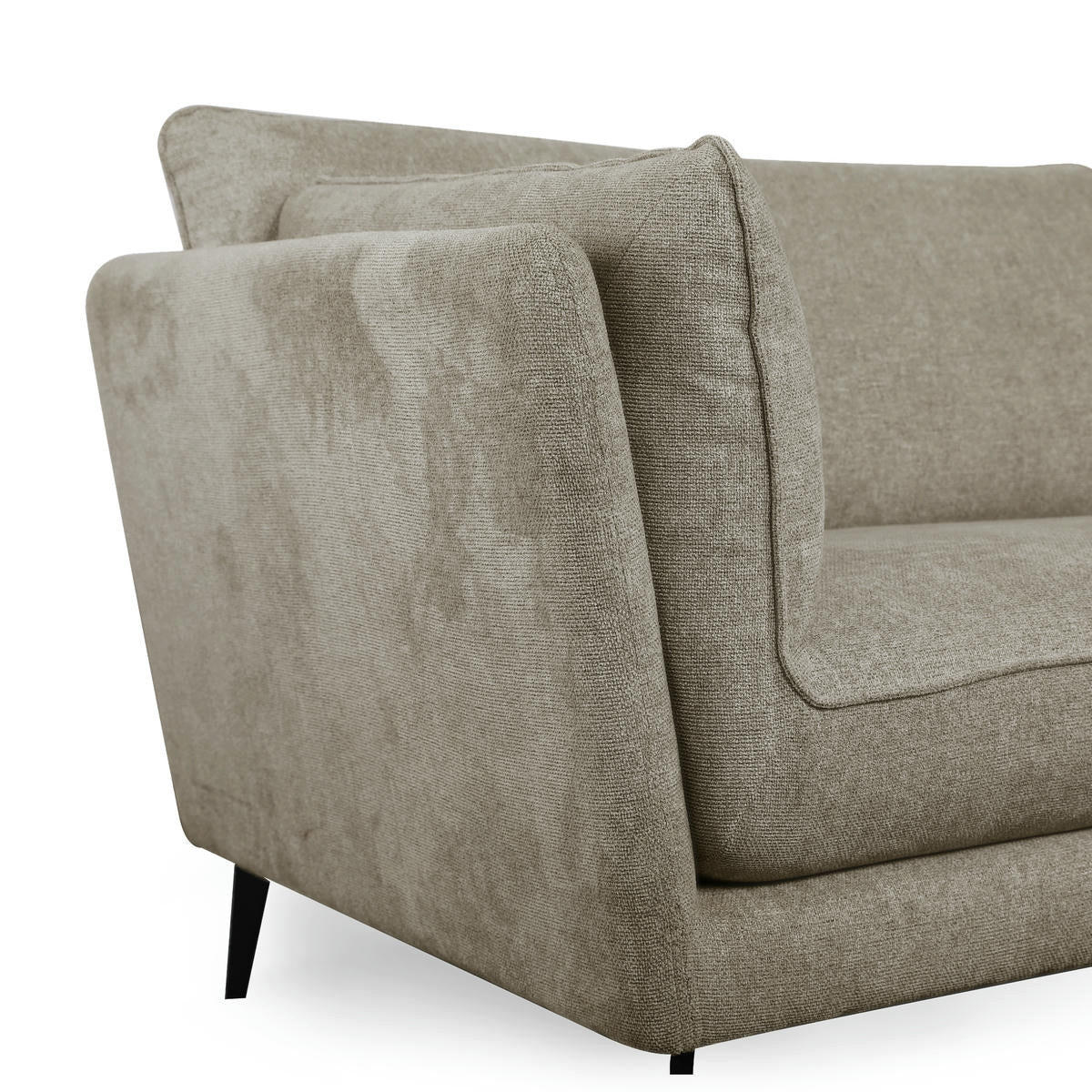 ZWEISITZER-SOFA Webstoff Beige - Beige/Schwarz, Textil/Metall (182/84/92cm) - Furnhouse