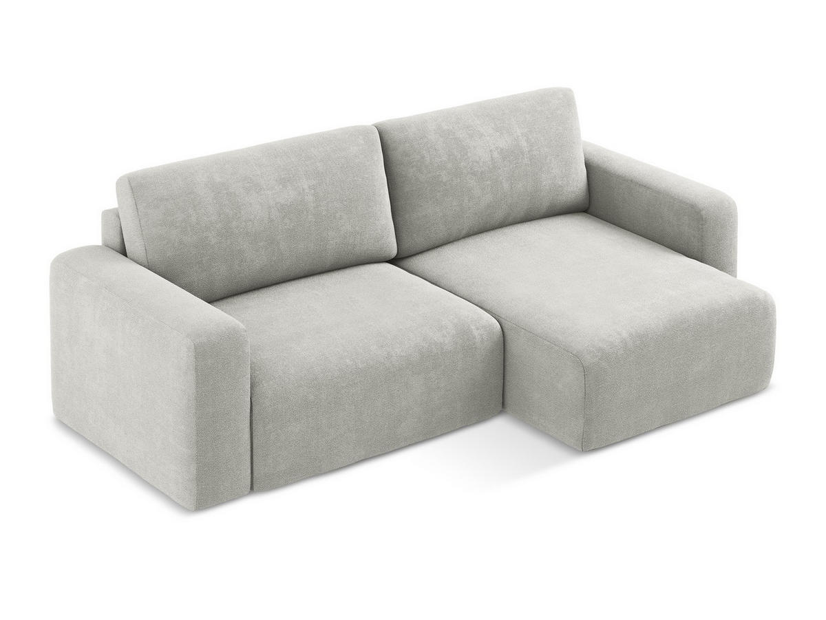 ECKSOFA mit Schlaffunktion rechts Chenille Stoff Grau - Hellgrau/Schwarz, Kunststoff/Textil (244/149cm) - Makamii