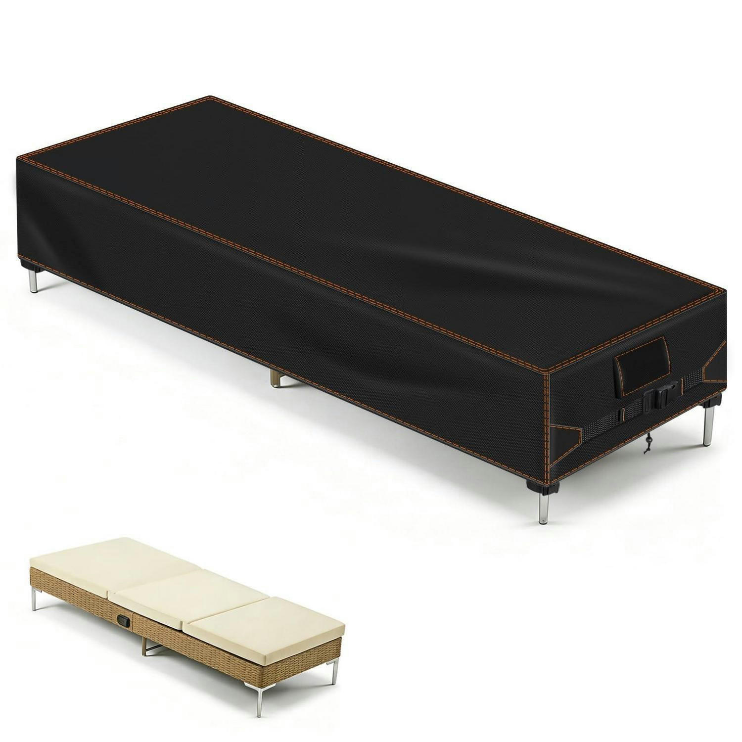 ABDECKUNG Gartenliege Schwarz 210 x 75 x 40 cm - Schwarz, Kunststoff (75/40/210cm)
